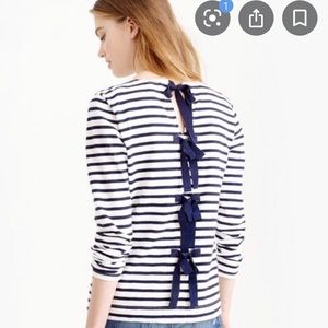 NAVY STRIPE BOW TOP JCREW